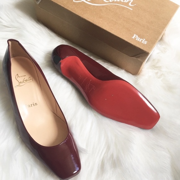 Christian Louboutin Shoes - Christian Louboutin square toe burgundy kitten heels
